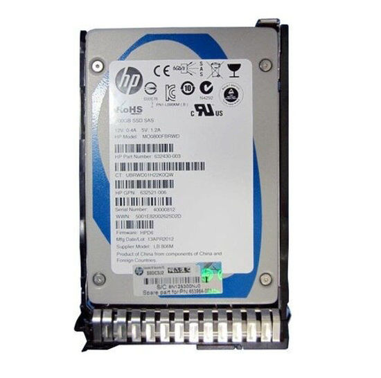 Picture of HPE 800GB SAS 6G SFF (2.5") SC MLC Enterprise Mainstream Solid State Drive 653109-B21 653964-001