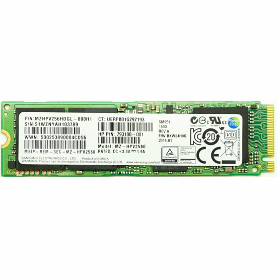 Picture of HP 256GB M.2 2280 PCIe NVMe MLC Solid State Drive 793100-001