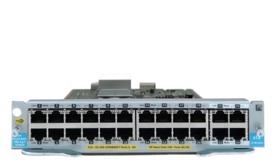 Picture of HPE Aruba Networking 20-port 10/100/1000BASE-T PoE+/4p 1/2.5/5/10GBASE-T PoE+ MACsec v3 zl2 Module J9991A